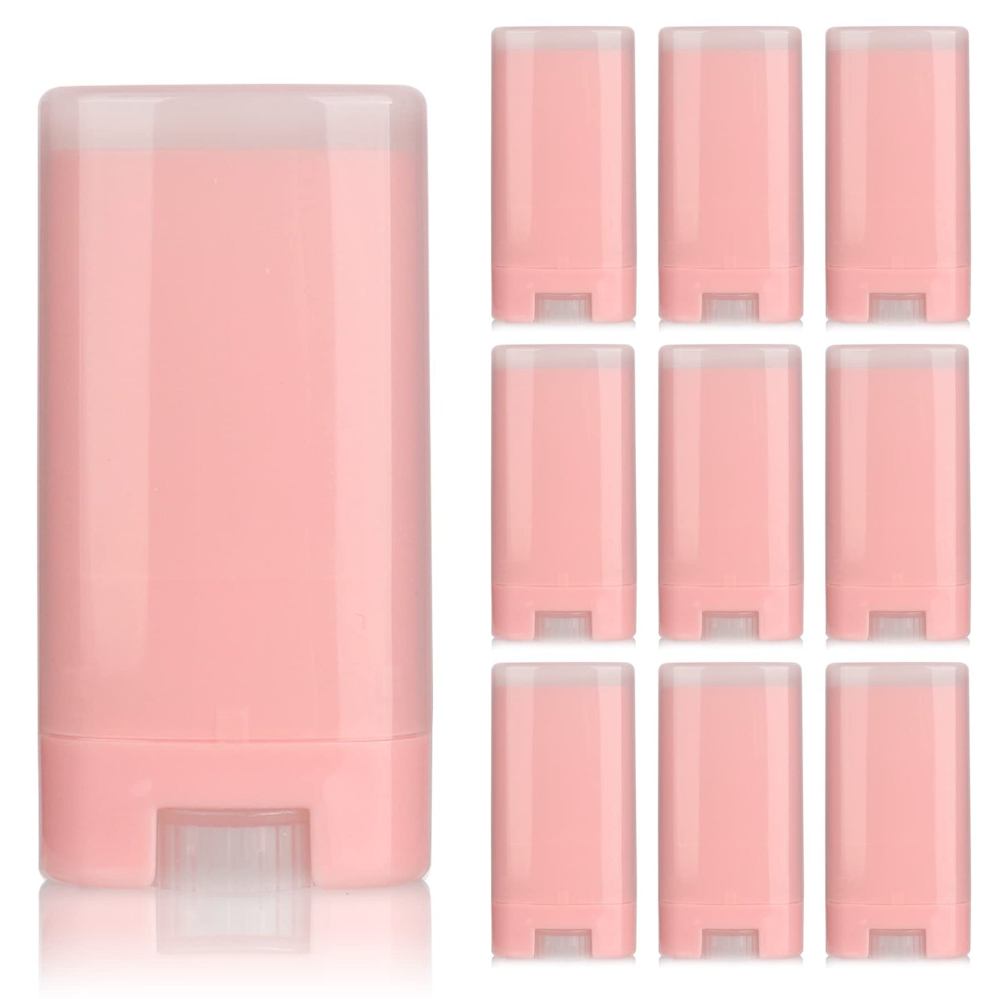 COSIDEA 25 PCS plastic empty 15g / 0.5 oz travel size Pink oval shaped lip balm tube mini deodorant containers 15ml lipstick tube Twist up hair wax container
