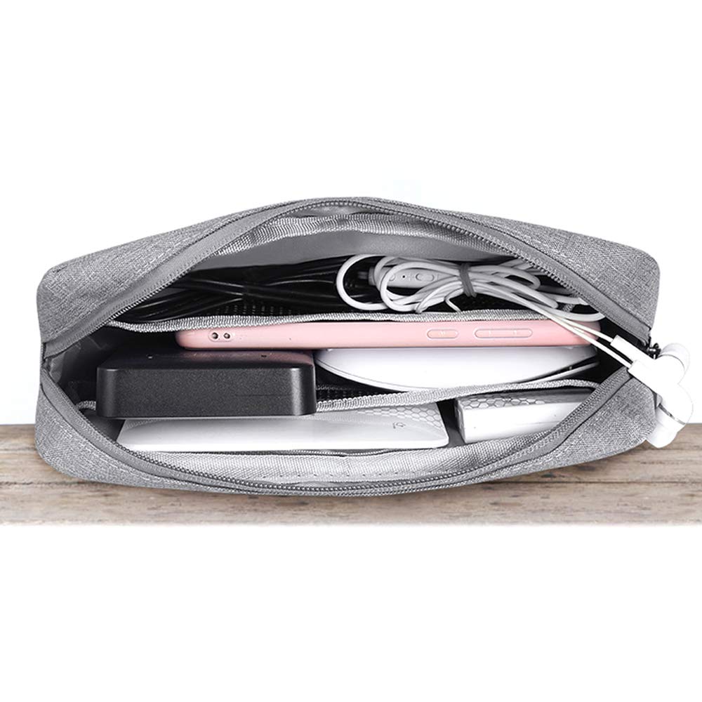 ERCRYSTO Universal Electronics/Accessories Soft Carrying Case Bag, Durable & Light-weight,Suitable for Out-going, Business, Travel and Cosmetics Kit (Big-Gray)