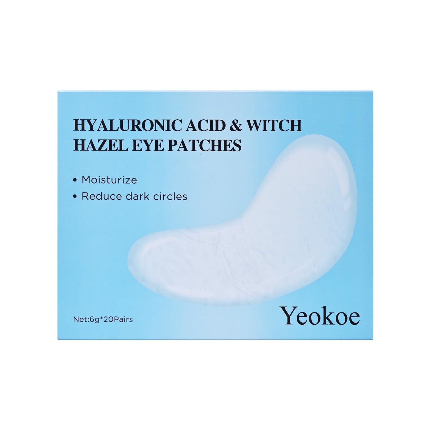Yeokoe Under Eye Patches for Dark Circles,Puffy Eyes,20 Pairs Face Masks SkinCare With Hyaluronic Acid Witch Hazel for Moisturize