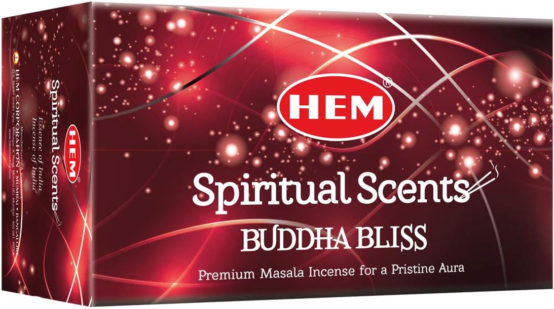 HEM Premium Buddha Bliss Masala Incense Sticks | Natural Fragrance for Meditation, Focus, and Aromatherapy | Air Purifier & Cleansing | 12 Pack Gift Set (15g Each) | Buring time of 30-40 mins.