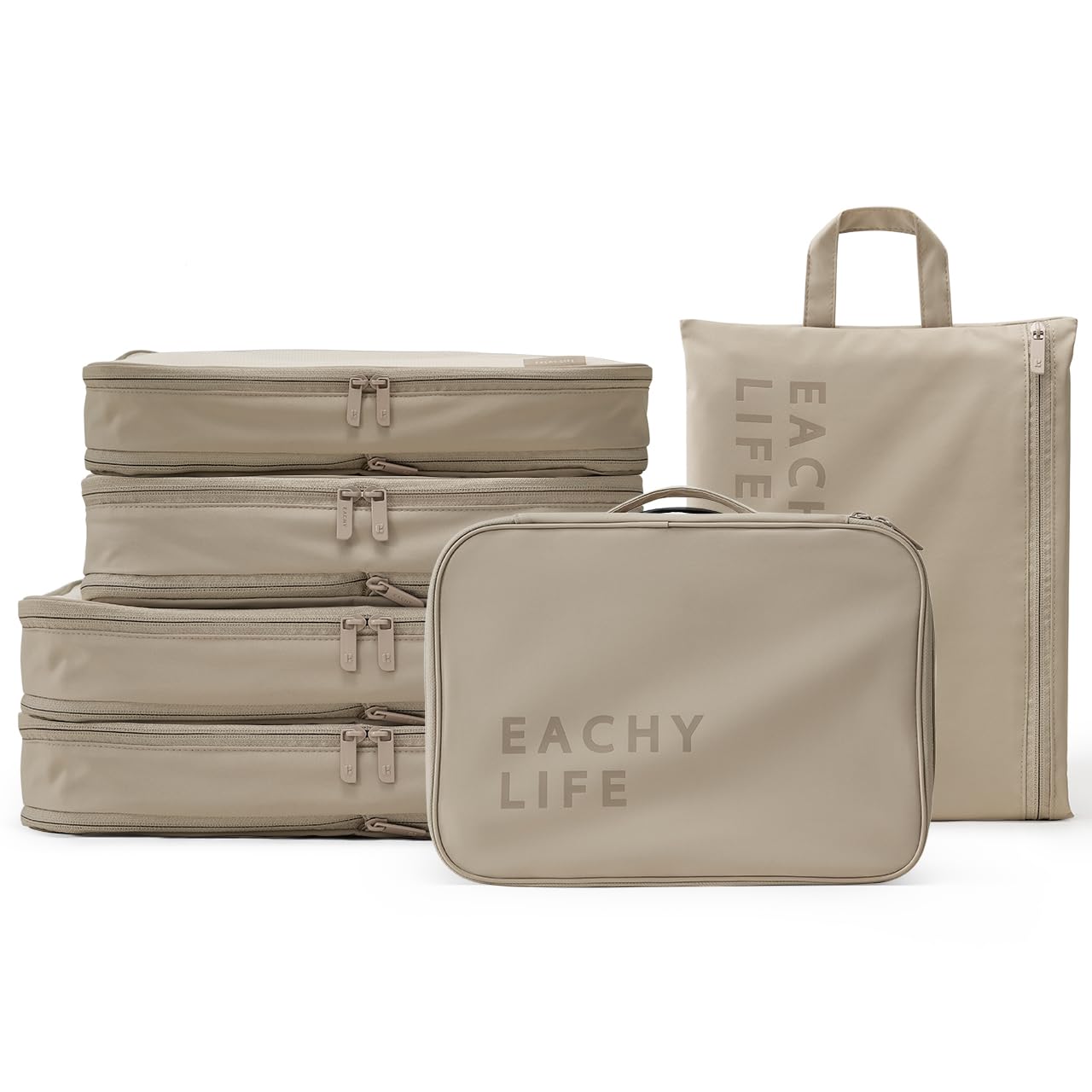 EACHY 6 Set Compression Packing Cubes for Travel & Carry-On, Space-Saving Luggage Organizers & Compression Bags for Clothes & Shoes, Ideal for Vacation & Cruise Essentials