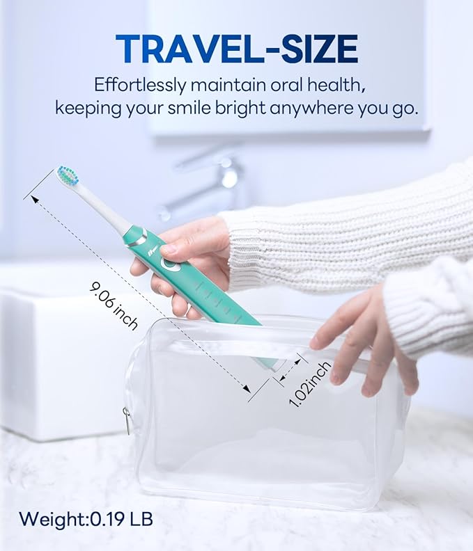 Bymore Electric Toothbrush for Adults,Kids ElectricToothbrush,Travel Sonic Kids Toothbrush with 8 Replacement Heads,Ultra Soft RechargeableToothbrush-Blue