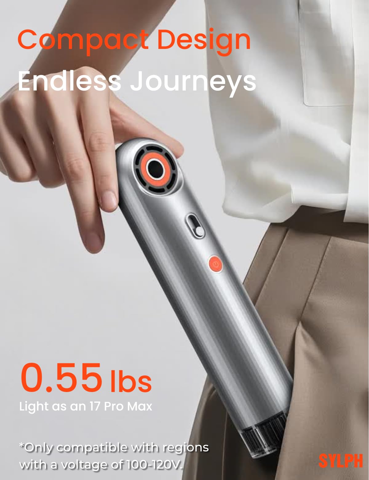 SYLPH Hair Dryer, 0.55 lbs Ultra Light & Portable for Travel, 110,000 RPM High-Speed Fast Drying, 200 Million Ions for Salon-Style, Powerful & Versatile Mini Hair Dryer for Home, Hotel, Gym, RV Use