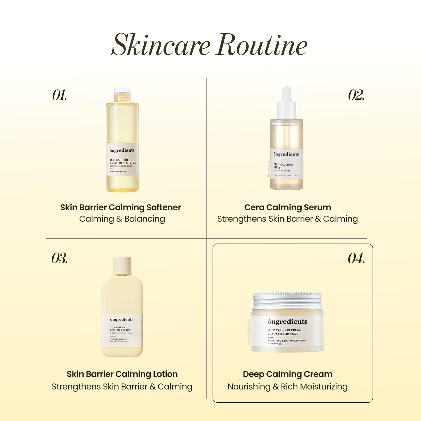 ONGREDIENTS Deep Calming Cream | Daily Face Moisturizer for Dry, Sensitive Skin | Centella Asiatica, Ceramide, Soothing, Skin Barrier, Hydrating | Fragrance-Free, Korean Skincare 1.69 fl Oz