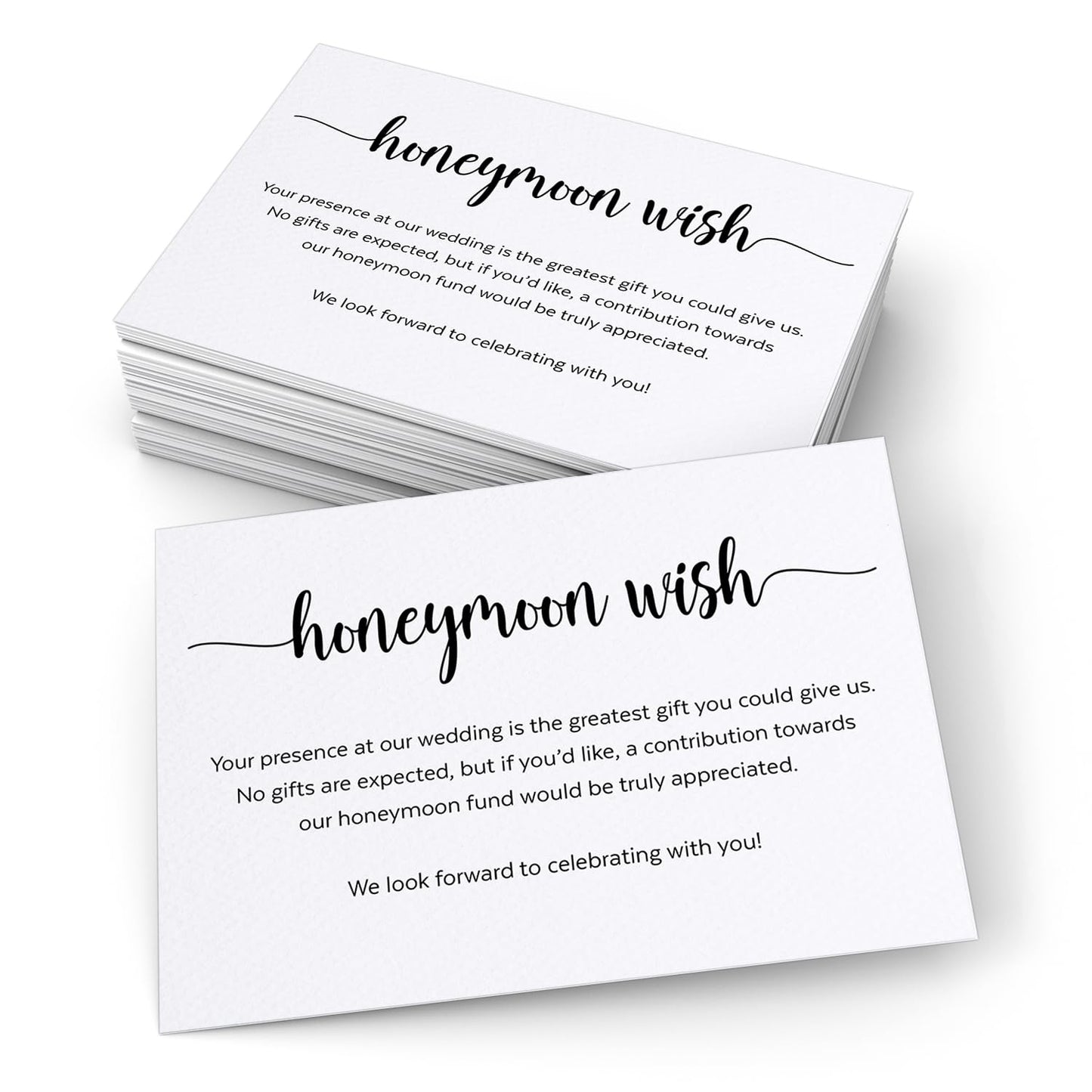 321Done Honeymoon Wish Cards, Made in USA - White, 3.5x5 Small - No Gifts Request Wedding, Invitation Insert, Enclosure Card, No Gifts Please, Wishing Well, Honeymoon Fund - Set of 50