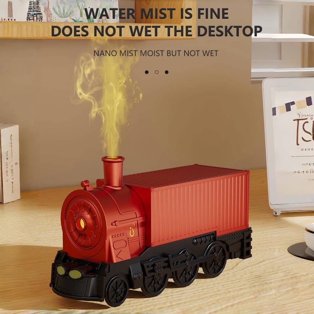 Train Diffuser, Quiet Train Humidifier, Train Diffusers for Essential Oils, Container Train Design Aromatherapy Diffuser with Colorful Light, Humidifiers for Bedroom Home Office, Diffusers for Home