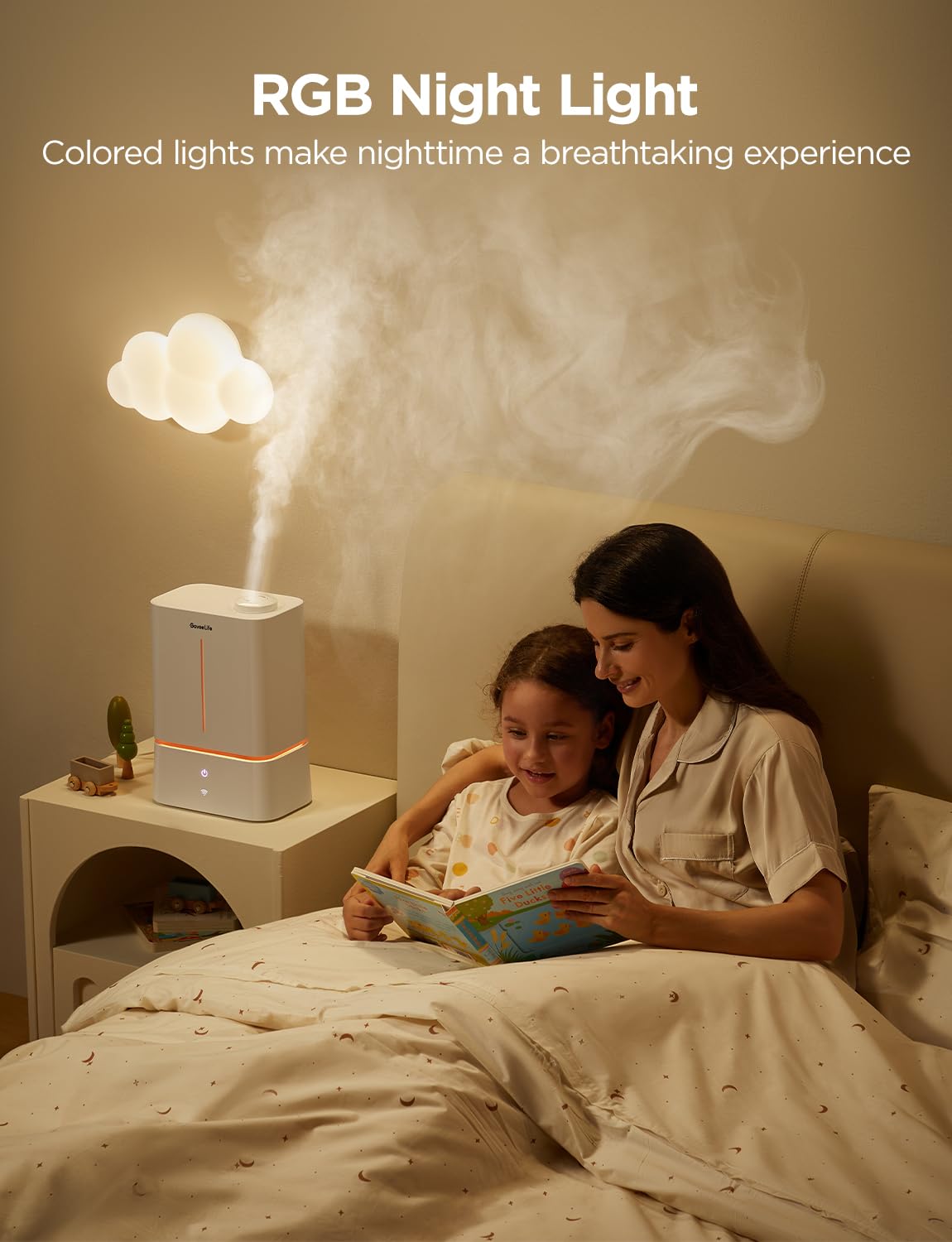 GoveeLife Humidifiers for Bedroom, 4.5L Smart Cool Mist Air Humidifiers with Scent Diffuser & Nightlight, 40H Runtime, Easy to Clean, Quiet Top Fill Ultrasonic Humidifiers for Plant, Large Room, Baby