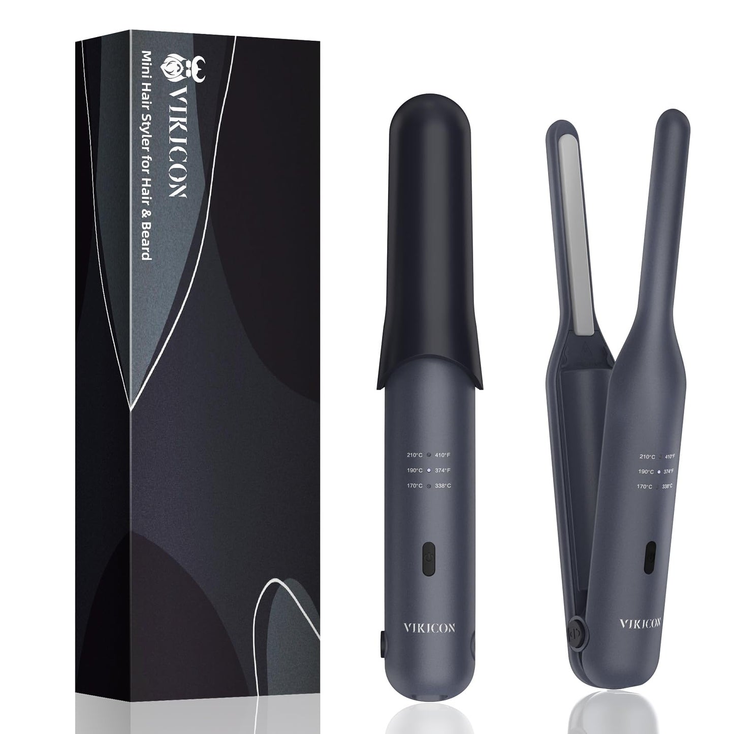 VIKICON Cordless Mini Hair Straightener: 3/10" Small Pencil Flat Iron for Short Hair & Beard - Ceramic Thin Plate, 3 Temp Settings, Travel-Friendly with Auto Shut-Off - Birthday Gift for Men & Women