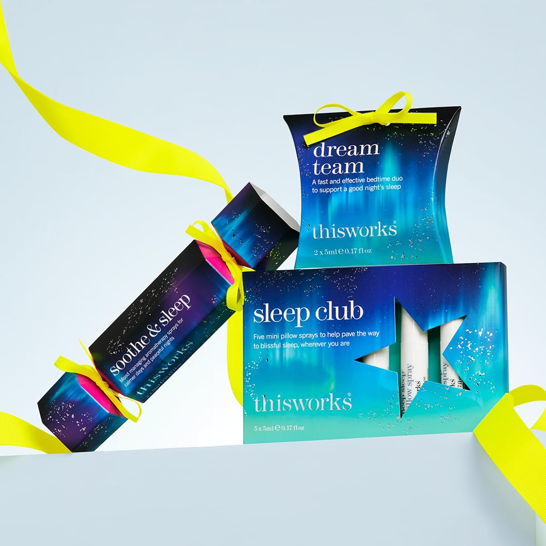 THISWORKS Soothe & Sleep Travel Gift Set Mini's, Deep Sleep Pillow Spray and Stress Check Mood Manager, for Wellness and Calming, Infused with Essential Oils