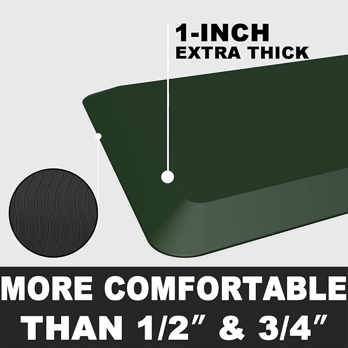 1" Extra Thick Anti Fatigue Floor Mat 50" L x 17" W,Kitchen Mat, Standing Desk Mat,140D Advanced PU Foam Ergonomic Comfort at Home, Office, Garage, Sink (Green)