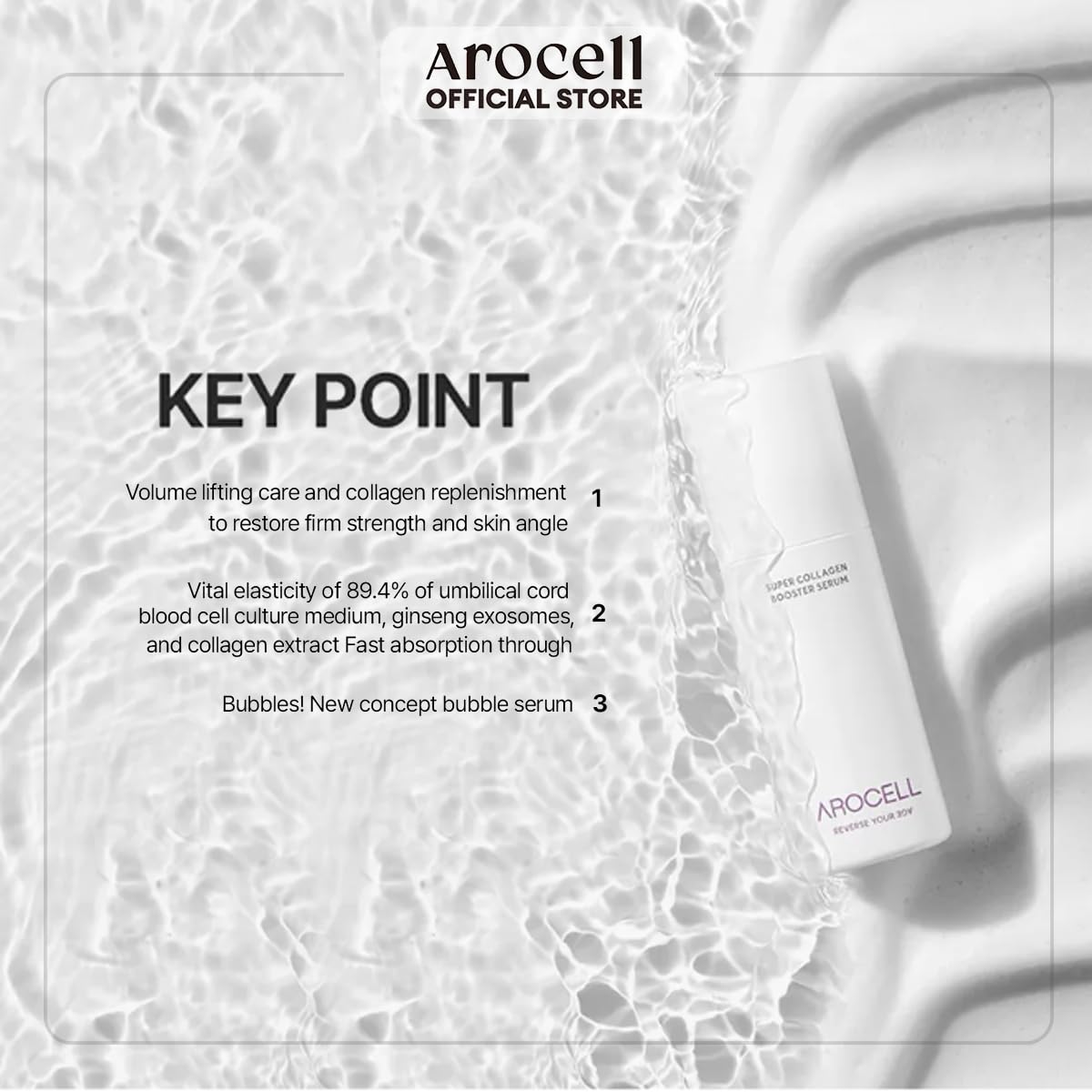 AROCELL Super Collagen Booster Bubble Serum 70ml–Korean Face Serum Anti Aging Collagen Peptide, Firming Hydrating Wrinkle Care, Elasticity Boosting, Pore Minimizing, Lightweight Non Sticky Essence