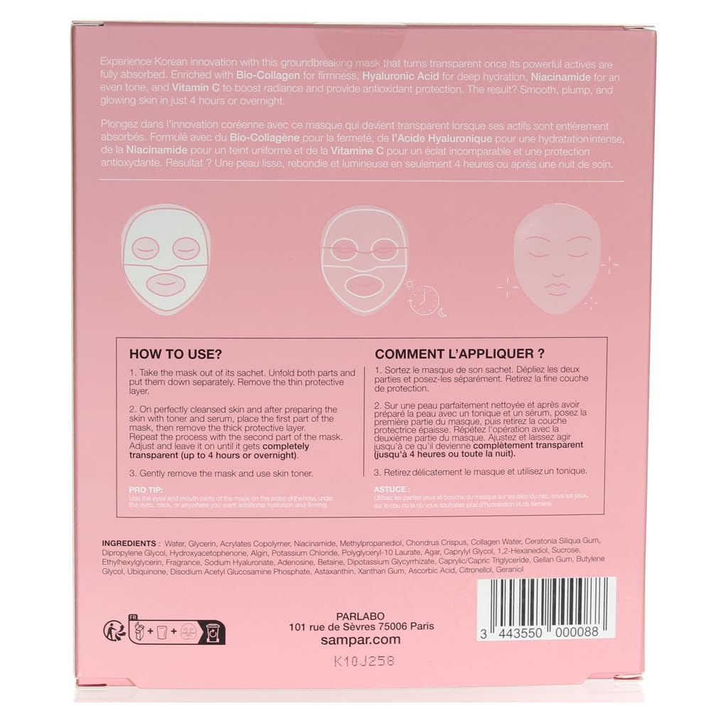 Sampar Hydrafuse Collagen 4 Hours or Overnight Mask – Korean Skincare for Radiant, Smooth Skin | Anti-Aging Face Mask with Ultra-Potent Collagen to Reduce Wrinkles, Tighten Pores & Boost Glow (4-Pack)