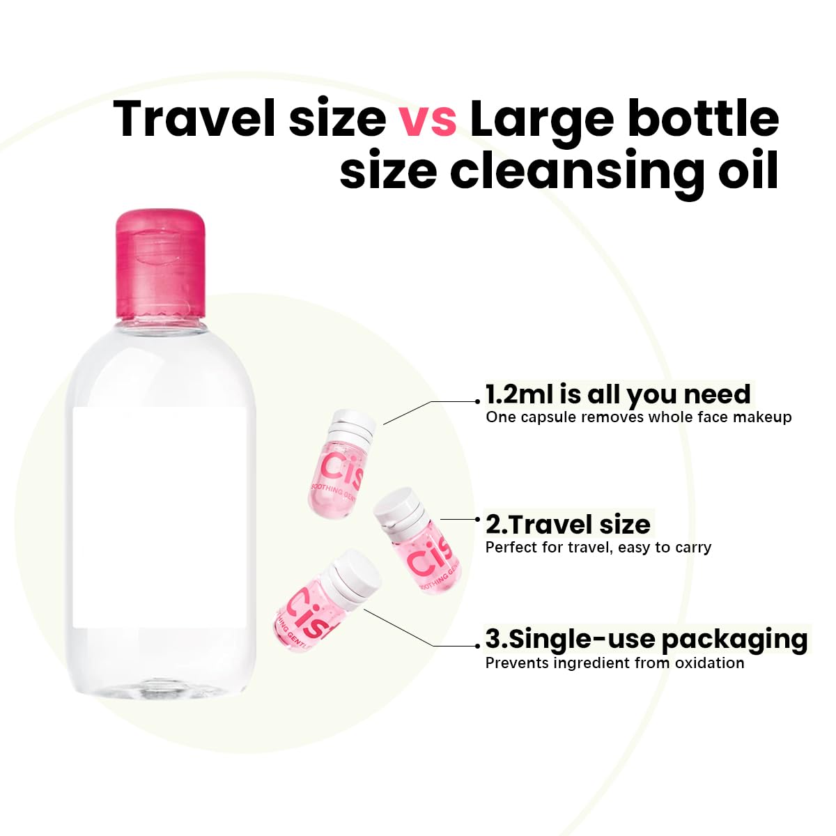 CISTTO Natural Cleansing Oil - Mini Lightweight Balancing Makeup Remover with Jojoba & Rose Oil, Non-Comedogenic, Travel Size 2ml x 40 Capsules for Oily Skin