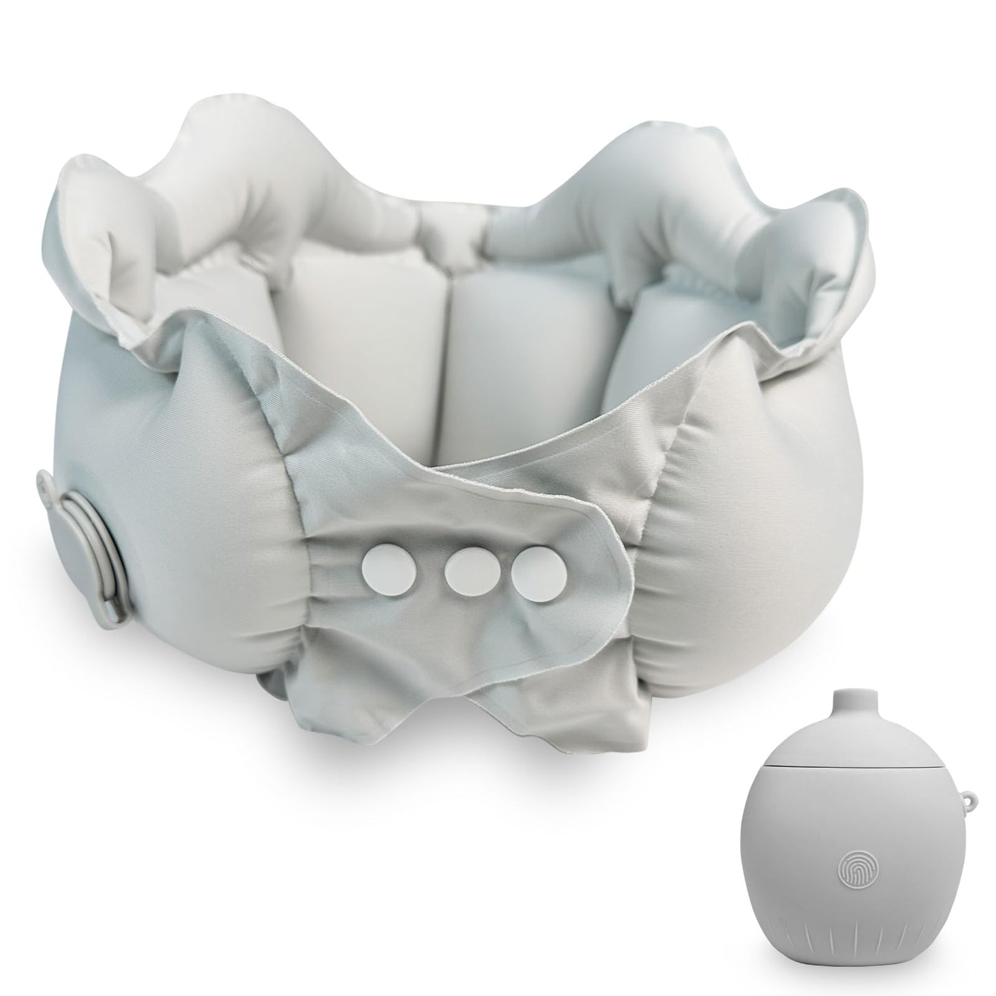 Inflatable Travel Pillow Portable Quickly Inflated Neck Pillows Washable Camping Pillow Headrest Sleep for Airplane Car Buses Trains Home Office Napping Traveling Essentials (Gray)