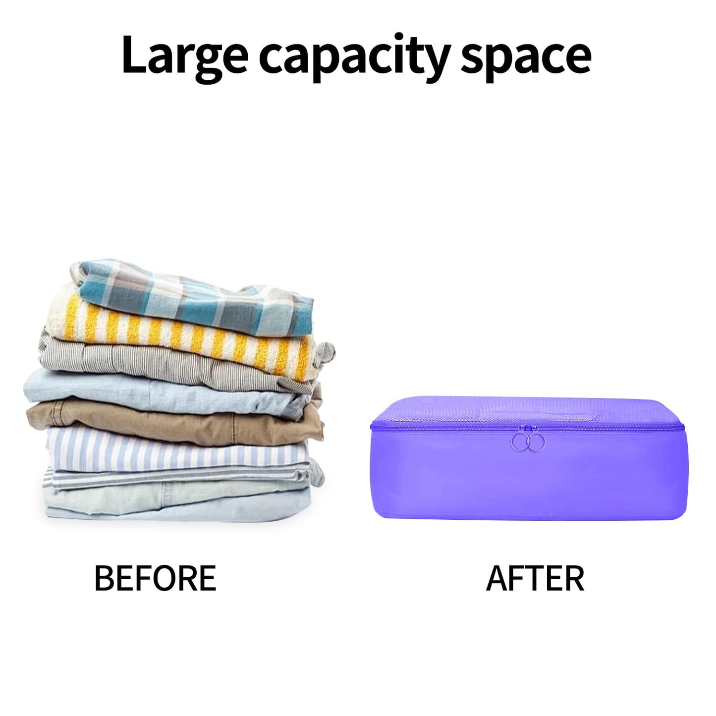 jealkip 6 Set Compression Packing Cubes for Travel, Lightweight Travel Essentials, Luggage Organizers for Clothes, Shoes, Electronics, Cosmetics & Toiletries (Violet)