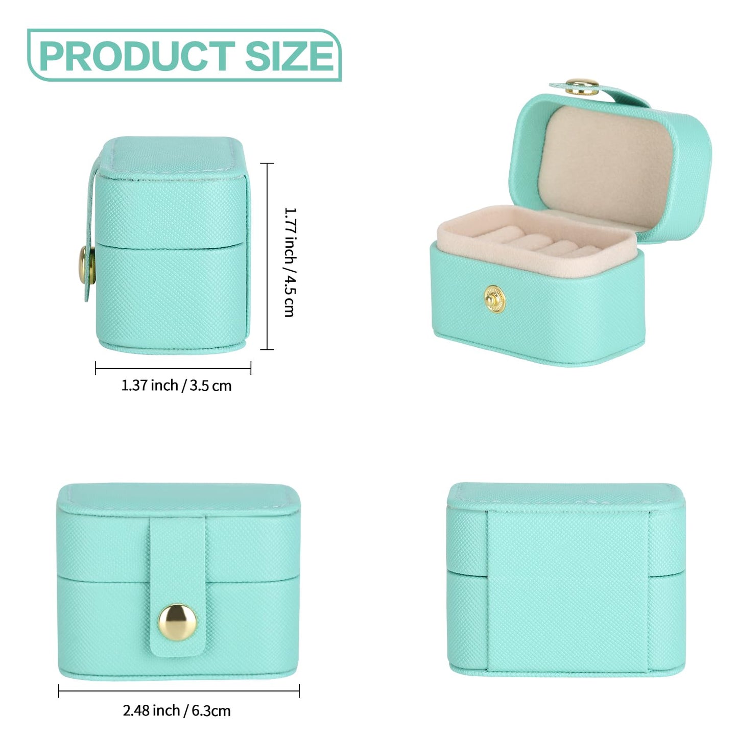 KUKUVR Small Travel Jewelry Box For Ring Stud Earring, Mini Jewelry Ring Holder for Multiple Rings, Portable Jewelry Storage Organizer Case (Blue)