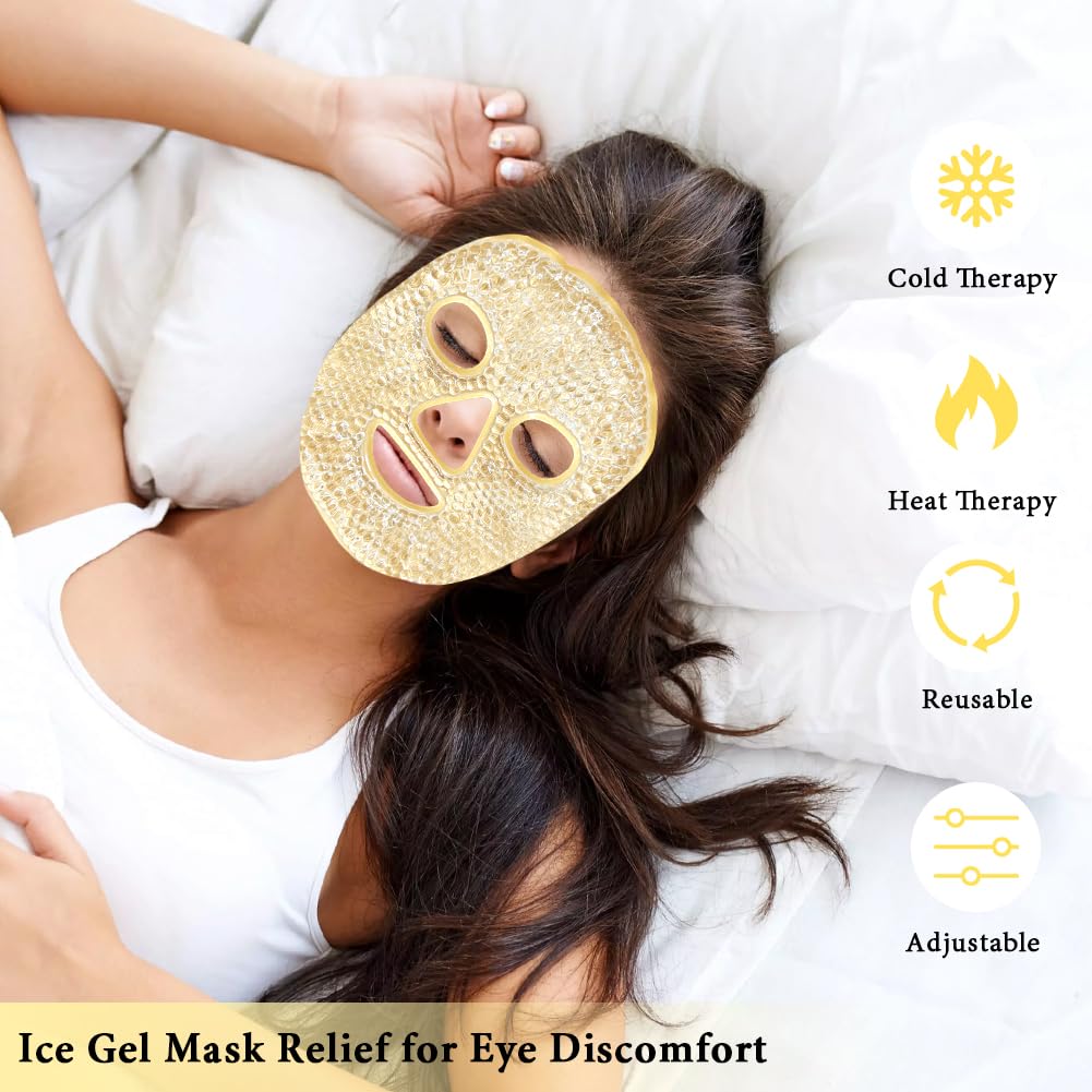 my novel things Face Ice Pack and 2 Packs Silicone Face Mask Cover, Full Facial Frozen Masks Hot Cold Face Compress Reusable Skin Care Set for Women for Puffiness Swelling Relief Beauty Spa Essentials