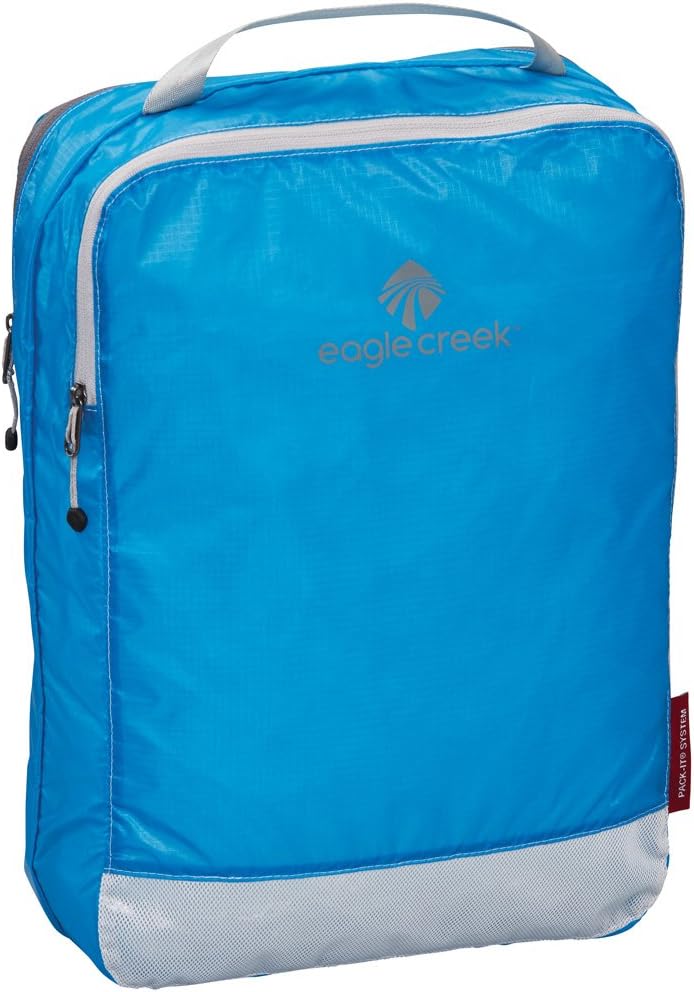 Eagle Creek Pack-It Clean/Dirty Packing Cubes for Travel - Durable Lightweight Dual Compartment Suitcase Organizer for Clean & Dirty Clothes, Brilliant Blue - Medium