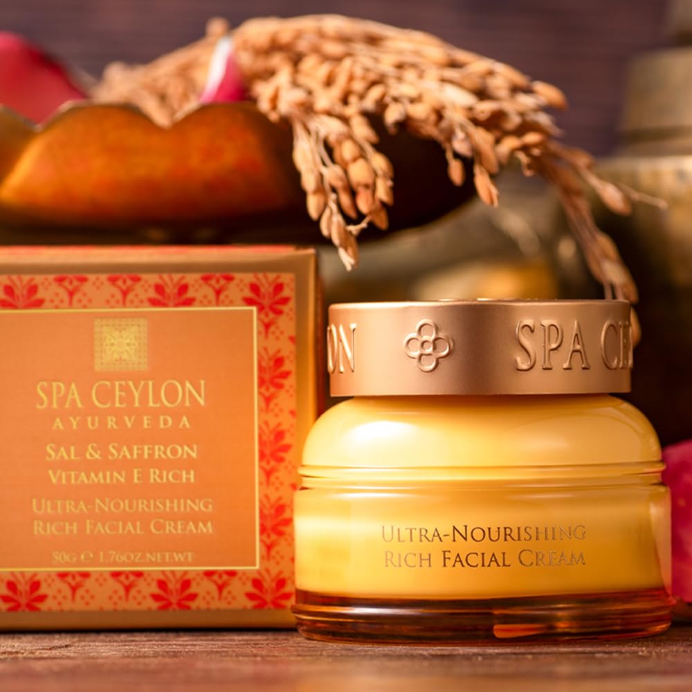 SPA CEYLON Sal and Saffron Vitamin E Enriched Ultra Nourishing Rich Facial Cream | Deep Hydration | Suitable for Dry Skin