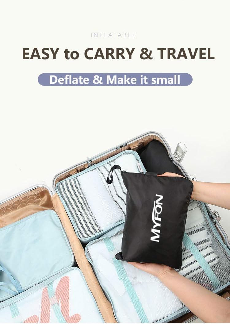 Inflatable Travel Foot Rest Pillow, Adjustable Height Leg Rest Pillow for Cars, Home, Office, Trains, Airplane, Make a Flat Bed for Baby, Kids, Toddlers, with 2in1 Storage Bag (1 Pack)