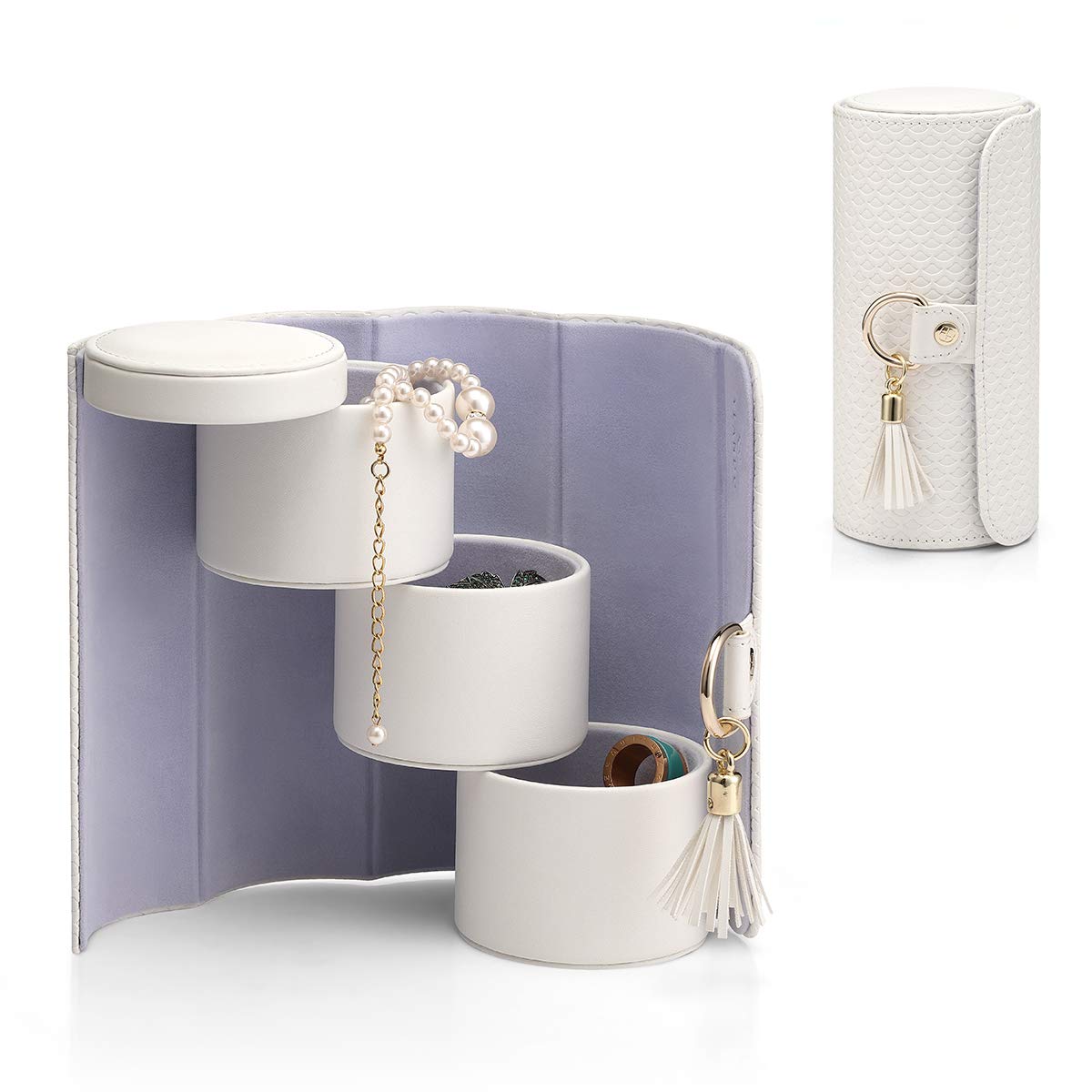 Vlando Wedding Gifts for Women, Travle Jewelry Organizer, Bridal Shower Gifts, Bridesmaid Gifts for Bride, Bridesmaid Proposal, Wedding Gifts, Travel Jewelry Case - White