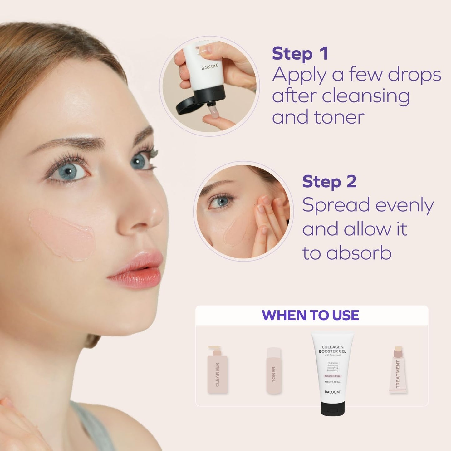 BALOOM Collagen Booster Gel Serum for Korean Skin Care & Microcurrent Face Massagers, Filled With Collagen Capsules, Hydrating & Nourishing & Revitalizing Facial Gel for Skin Care 3.38 Fl Oz