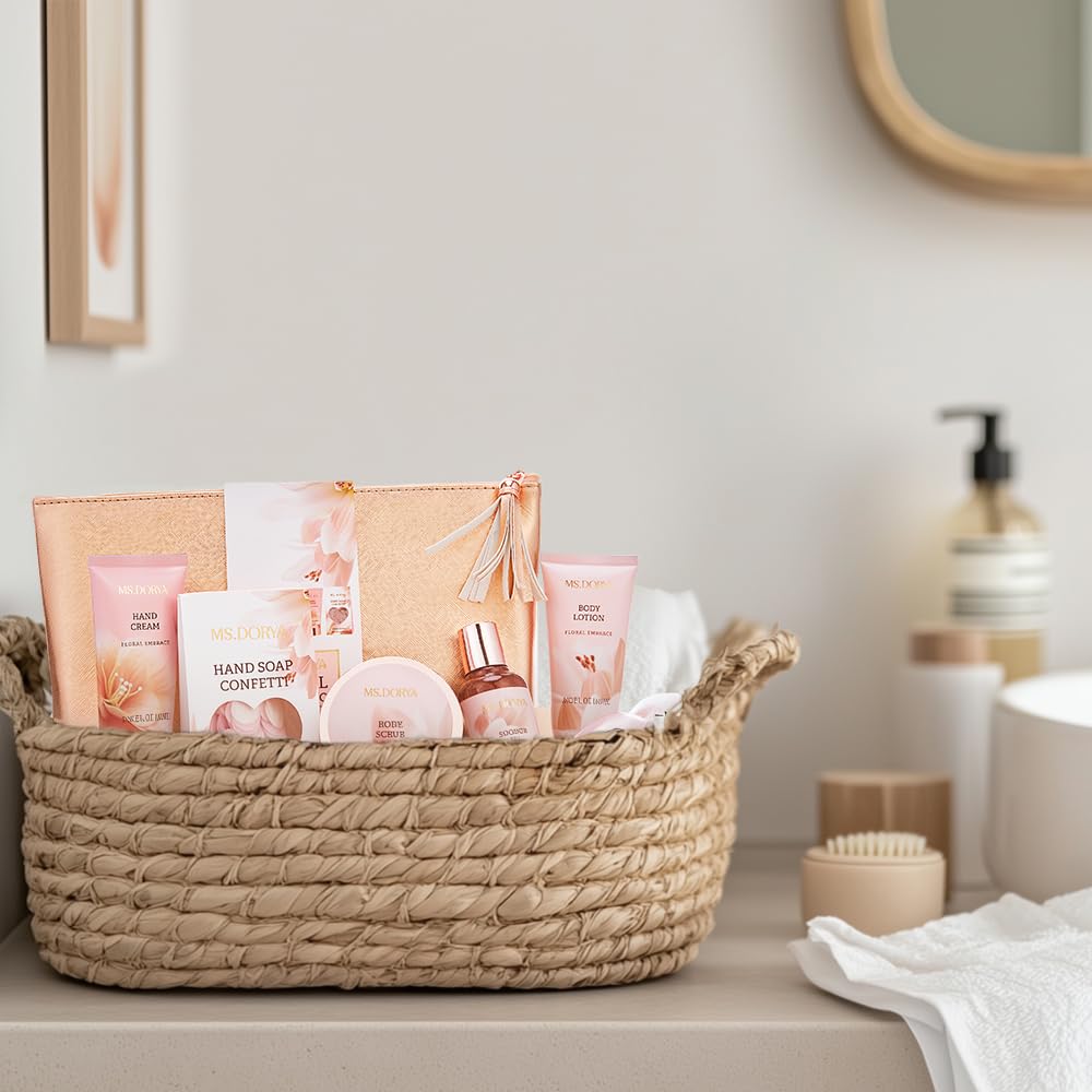 Spa Gift Baskets for Women Mom, Birthday Gifts for Her Wife, - 8 Pcs Relaxing Self Care Gifts Set with Cosmetic Bag & Bubble Bath, Ideal Mothers Day Gifts for Women, Wife, Girlfriend, Mom
