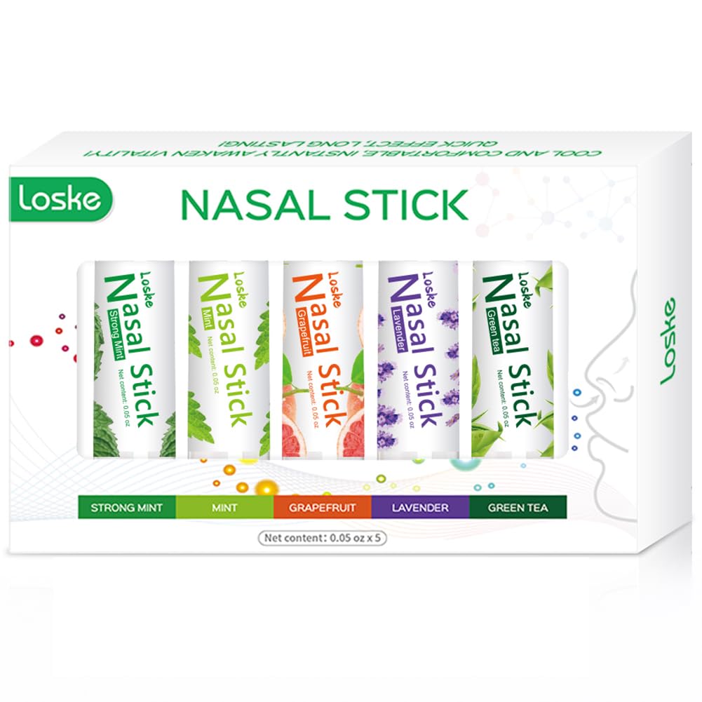 Nasal Stick, Instant Relief and Refreshment, Travel Size, Quick Acting Long Lasting Invigorating Scent, Non Irritating Nasal Inhaler (Large, Mint, Strong Mint, Grapefruit, Lavender, Green Tea)