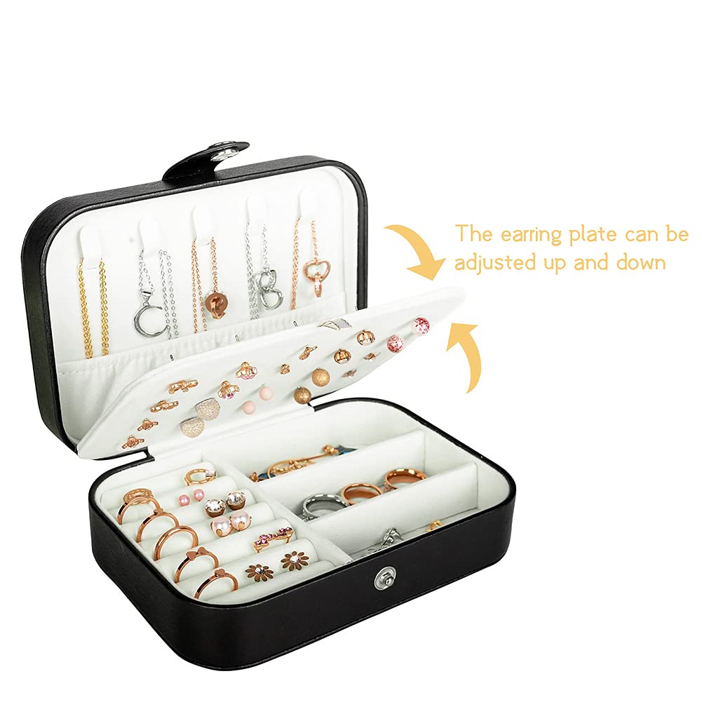 Travel Jewelry Box, PU Leather Small Jewelry Organizer for Women Girls, Portable Mini Travel Case Display Storage Holder Boxes for Stud Earrings, Rings, Necklaces, Bracelets.