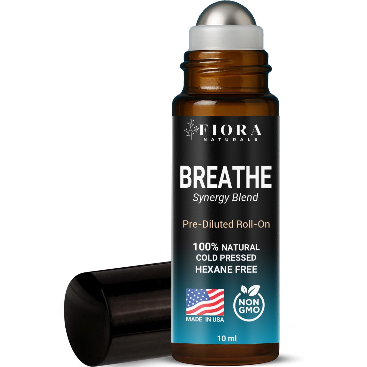 Fiora Naturals Breathe Essential Oil Roll-On Blend - 100% Pure Eucalyptus, Peppermint & Tea Tree Oil Aromatherapy Blend. Therapeutic-Grade