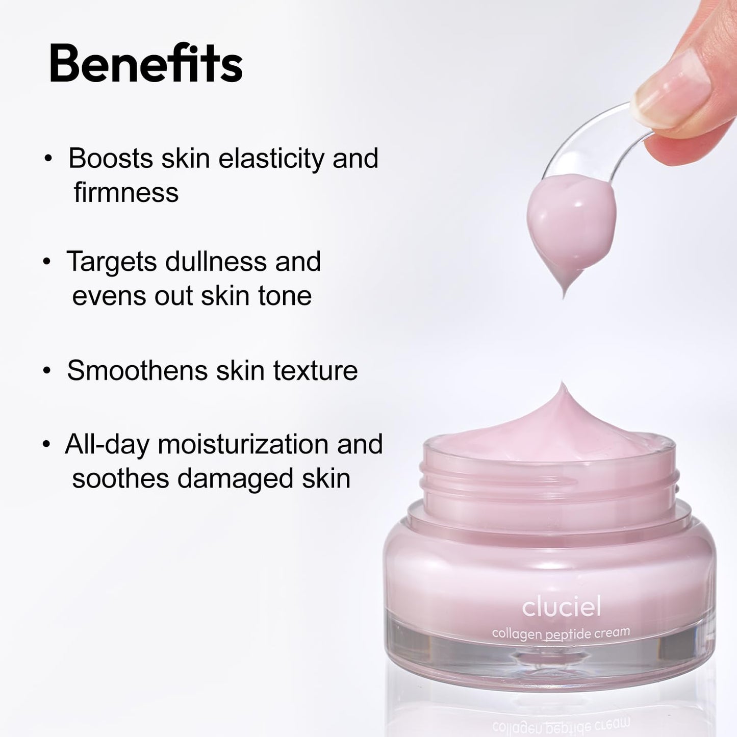 cluciel Collagen Peptide Cream I Moisturizer with Collagen, 7 Peptides, Niacinamide, Blemish Relief Care, Repairs Skin Barrier, Boosts Elasticity, 24h Glow & Plumped Skin (50ml / 1.69 fl.oz)