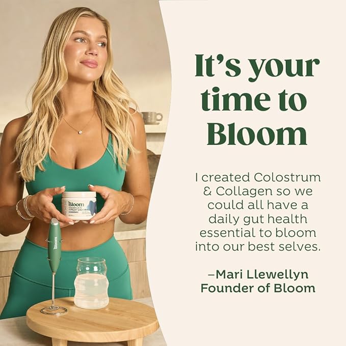Bloom Nutrition Bovine Colostrum Powder with Vitamin B-12 for Gut Health, Immune Support, Hair Growth & Beauty Supplement | Strawberry, 25 Servings