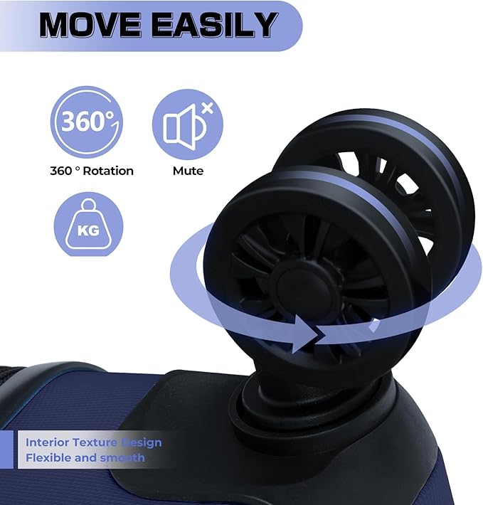 AnyZip Carry On Luggage 2PCS Luggage Set PC ABS Hardshell Lightweight Suitcase TSA Lock with 4 Spinner Wheels(14/20, Dark Blue)