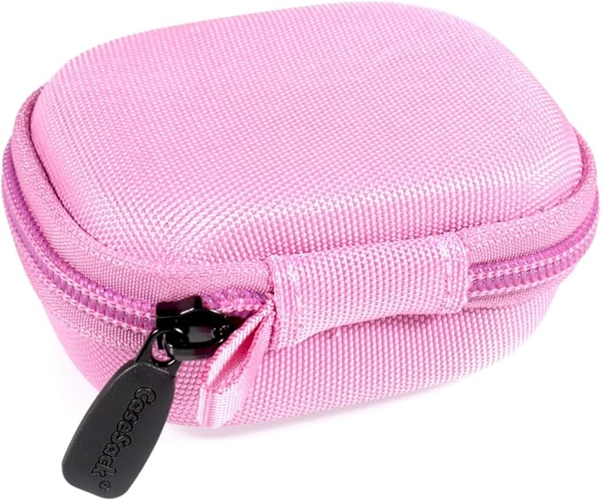 CaseSack Case for JLab Go Pop+,Go Air Pop, Air, Air Tones+/ Tones, JBuds Mini True Wireless Earbuds, Compact Organizer for The Charger case and Charger Cord (Cotton Candy Pink)