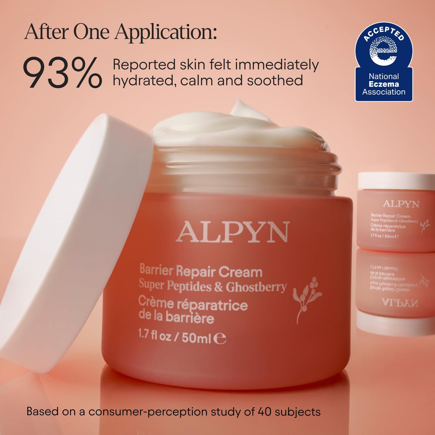 ALPYN Mini Barrier Repair Cream - Super Peptides & Ghostberry Moisturizer for Eczema I Deep Wrinkle Repair I Calm & Soothe Against Redness & Irritation - 0.5 oz / 15 ml