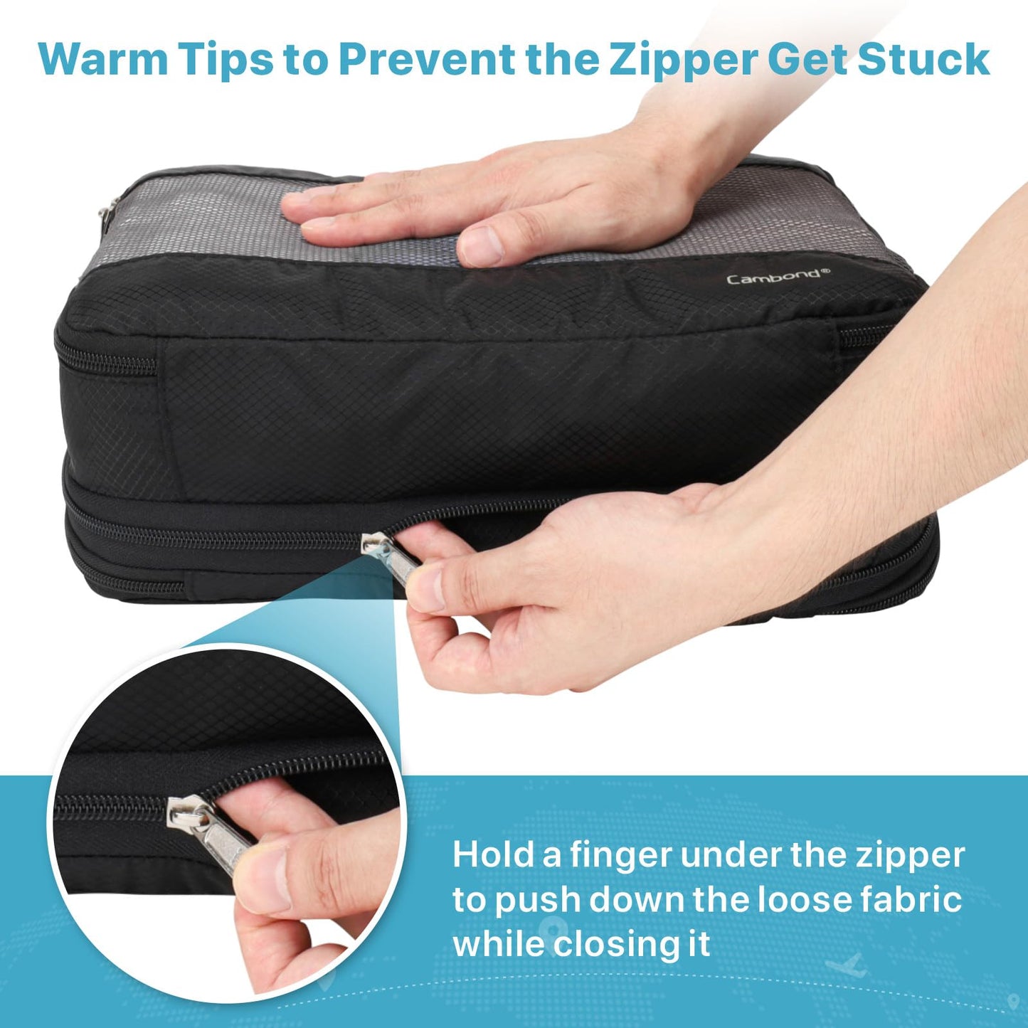 Cambond Double Sided Expandable Compression Packing Cubes - Separate Clean and Dirty Clothes See Through Mesh Compression Cubes for Travel, Efficient Packing Organizers for Road Trip, Cruise