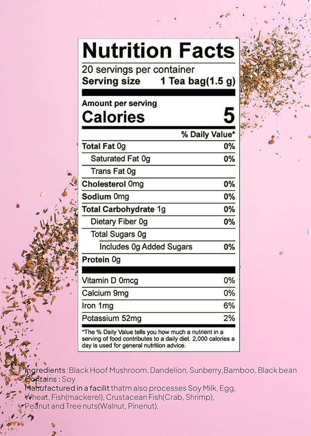 Korean Food Dalsim Herbal Tea Bags, Trendy K-Tea Loved by K-Culture Fans, Caffeine-Free, Natural Hydration, 20 Tea Bags, Daily Beauty Routine