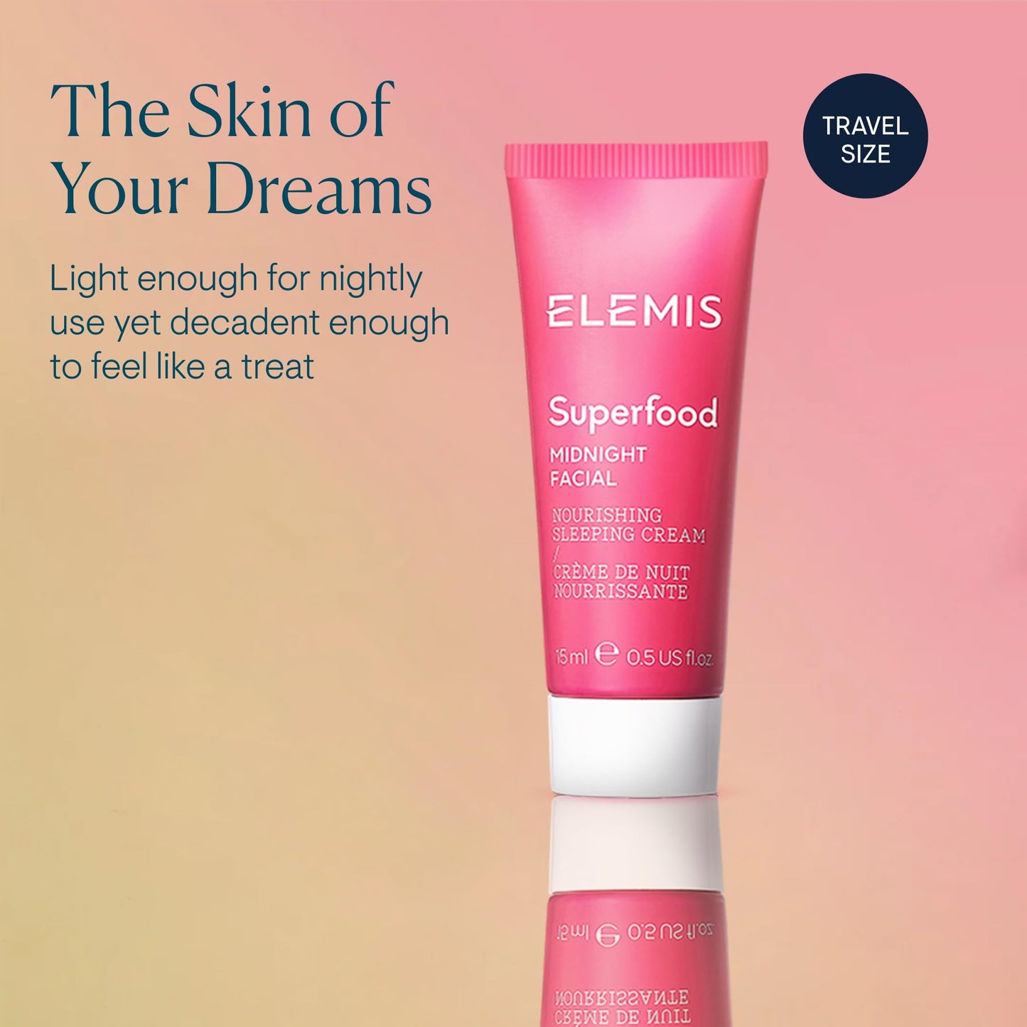 ELEMIS Superfood Midnight Facial 15ml, Travel Size, Moisturizer Face Cream, Hydrating Face Moisturizer for Dry Skin, Firming Facial Cream, Camu Camu & Vitamin C Cream