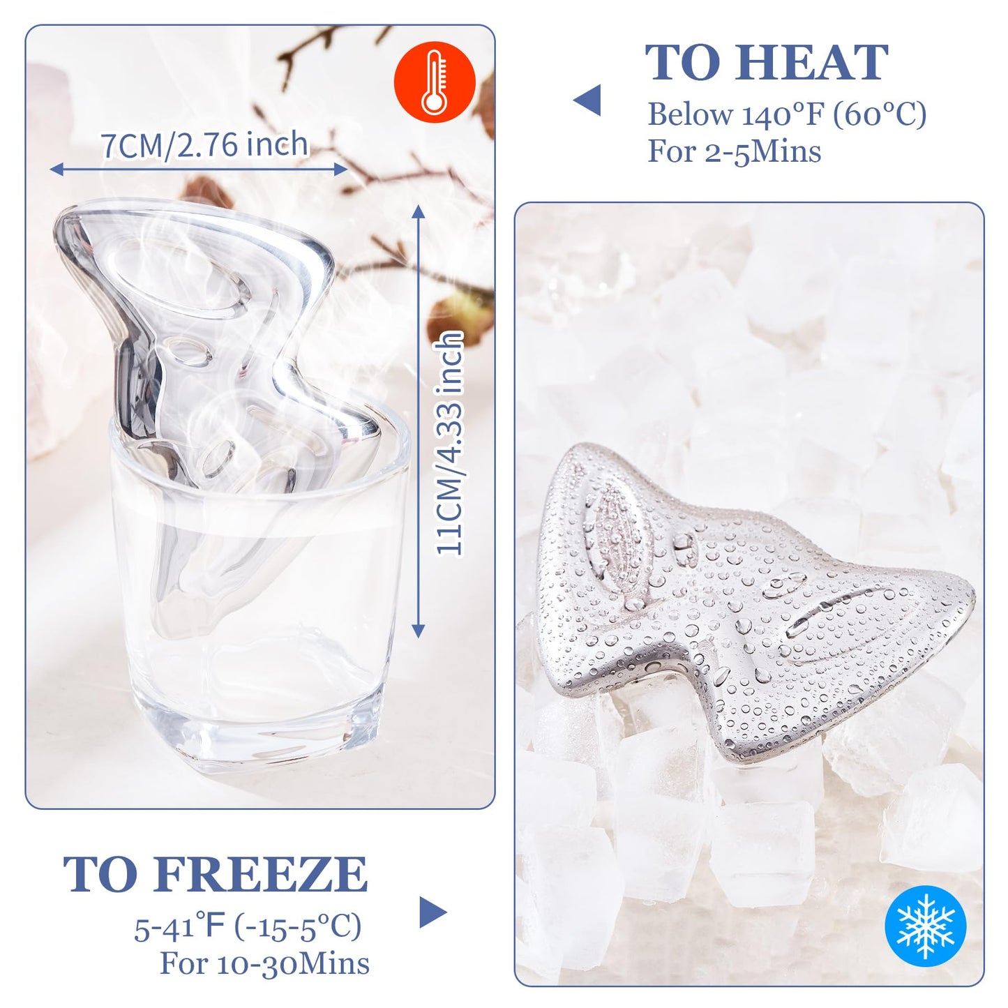 Moikiwi 2PCS Gua Sha Cooling Facial Tool, Stainless Steel Massage Tool, Scraper Tool for Soft Tissue Physical Therapy Stuff, Guasha Beauty Tool for Body Eyes Neck, HD