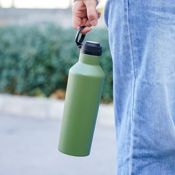 BJPKPK Insulated Water Bottle With Straw 17oz Stainless Steel Water Bottles With 2 Lids And Carry Handle Reusable Travel Metal Thermo,Turquoise