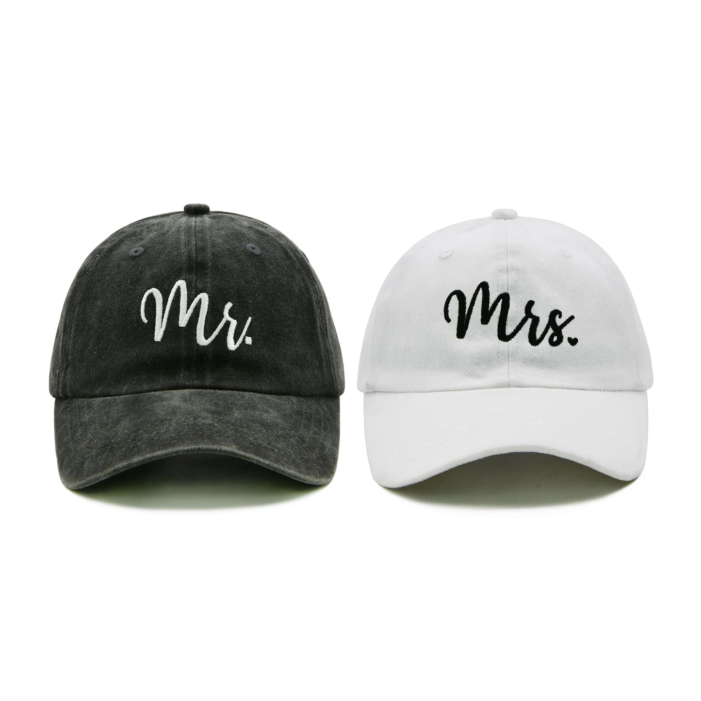 Wodeal Mr & Mrs Newlywed Couple Hats, Matching Wedding Honeymoon Baseball Cap, Adjustable Cotton Bride and Groom Gift Set Black