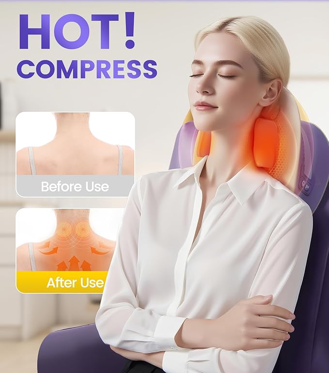 Electric Massage Pillow,Designed for Neck Massage with red Light Heating Function, relieves Neck Pain and Headache.