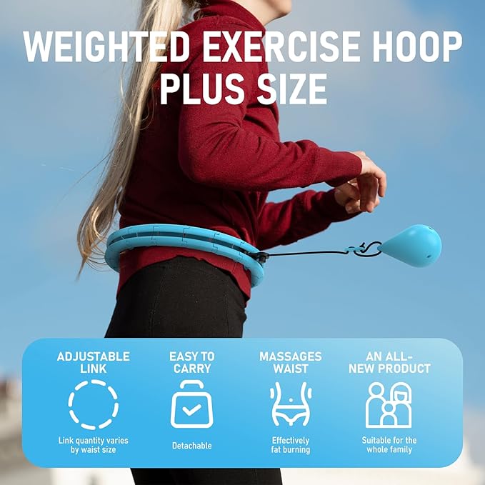 JKSHMYT Infinity Weighted Hula Exercise Hoop, for Adults Women Weight Loss Plus Size, 26/30 Detachable Links