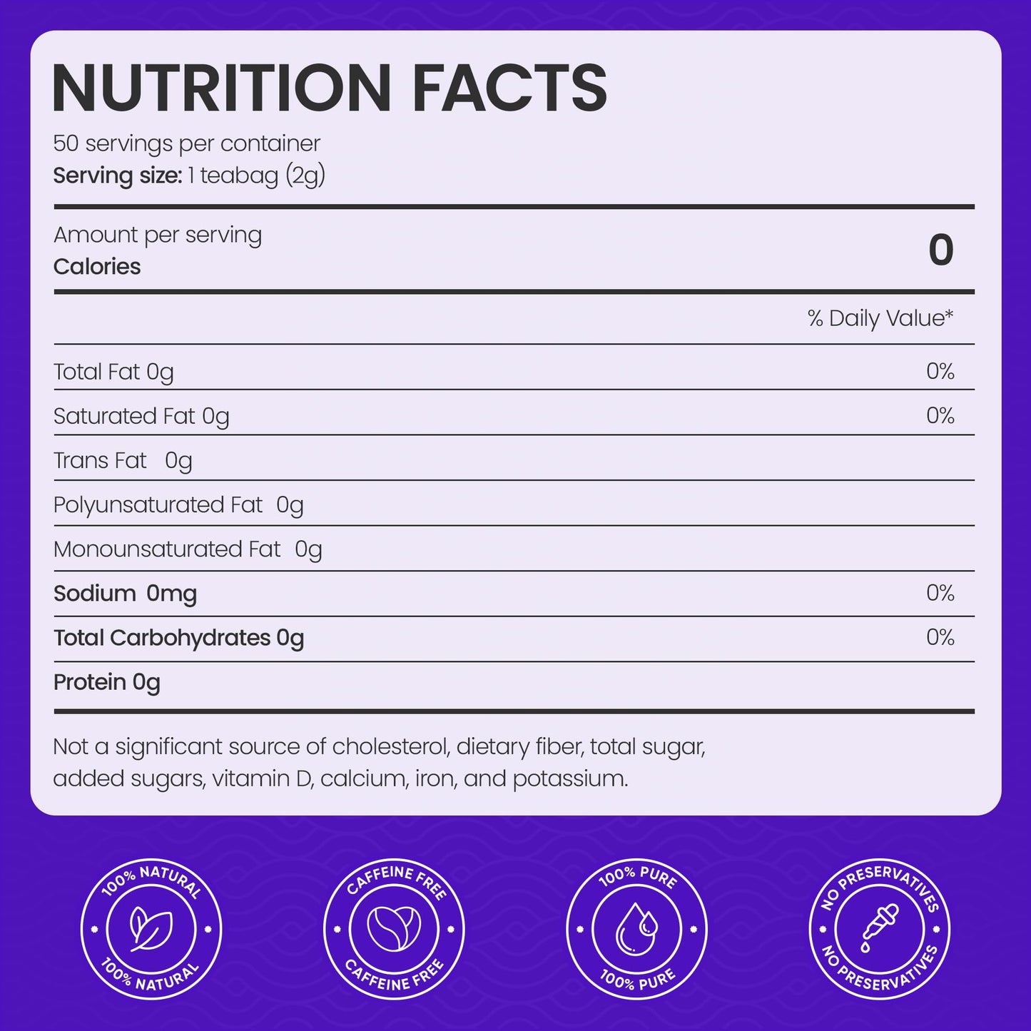 50 PACK Butterfly Pea Tea Bags – Individual Wrapped Tea Bags – Vibrant Blue All-Natural Herbal Tea | Caffeine Free | No Preservatives - Rich In Antioxidants