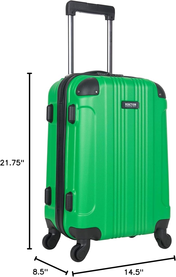 Kenneth Cole REACTION Out of Bounds Lightweight Hardshell 4-Wheel Spinner Luggage, Kelly Green, 20-Inch Carry On