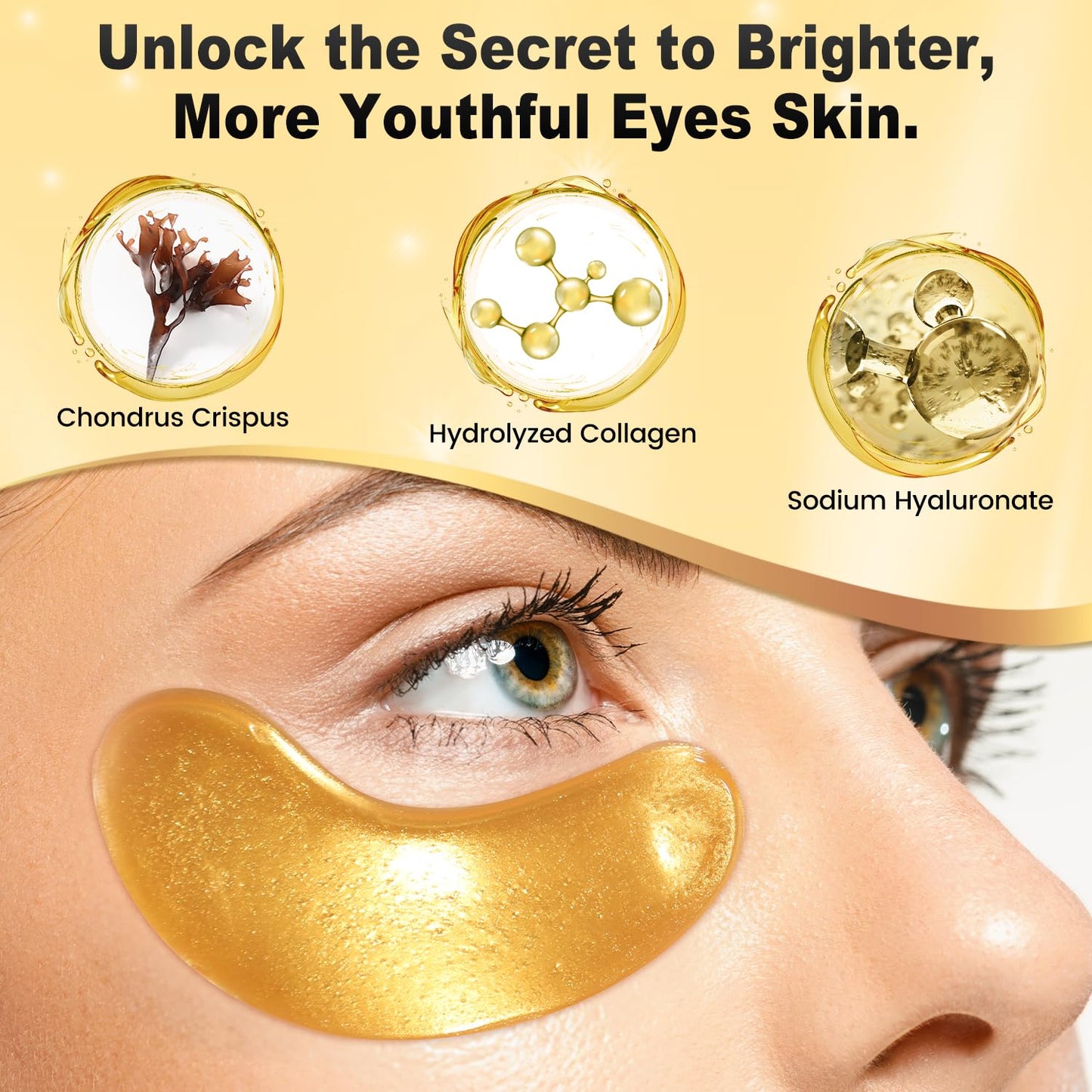 Tibobo Under Eye Patches (25 Pairs) - 24K Gold Eye Masks Enriched with Abundant Collagen | Diminish Dark Circles and Puffiness | Anti-Aging, Smooth Fine Line, Nourish Skin - Gifts for Women Skin Care