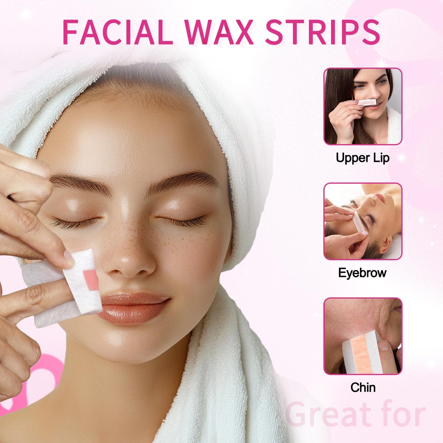 48PCS Facial Wax Strips for Hair Removal(48 Face+6 Soothing Wipes) Facial Hair Removal for Women, Waxing Kit for Women's Face, Bikini, Chest, Body, Arms, Legs, Back, & Brazilian