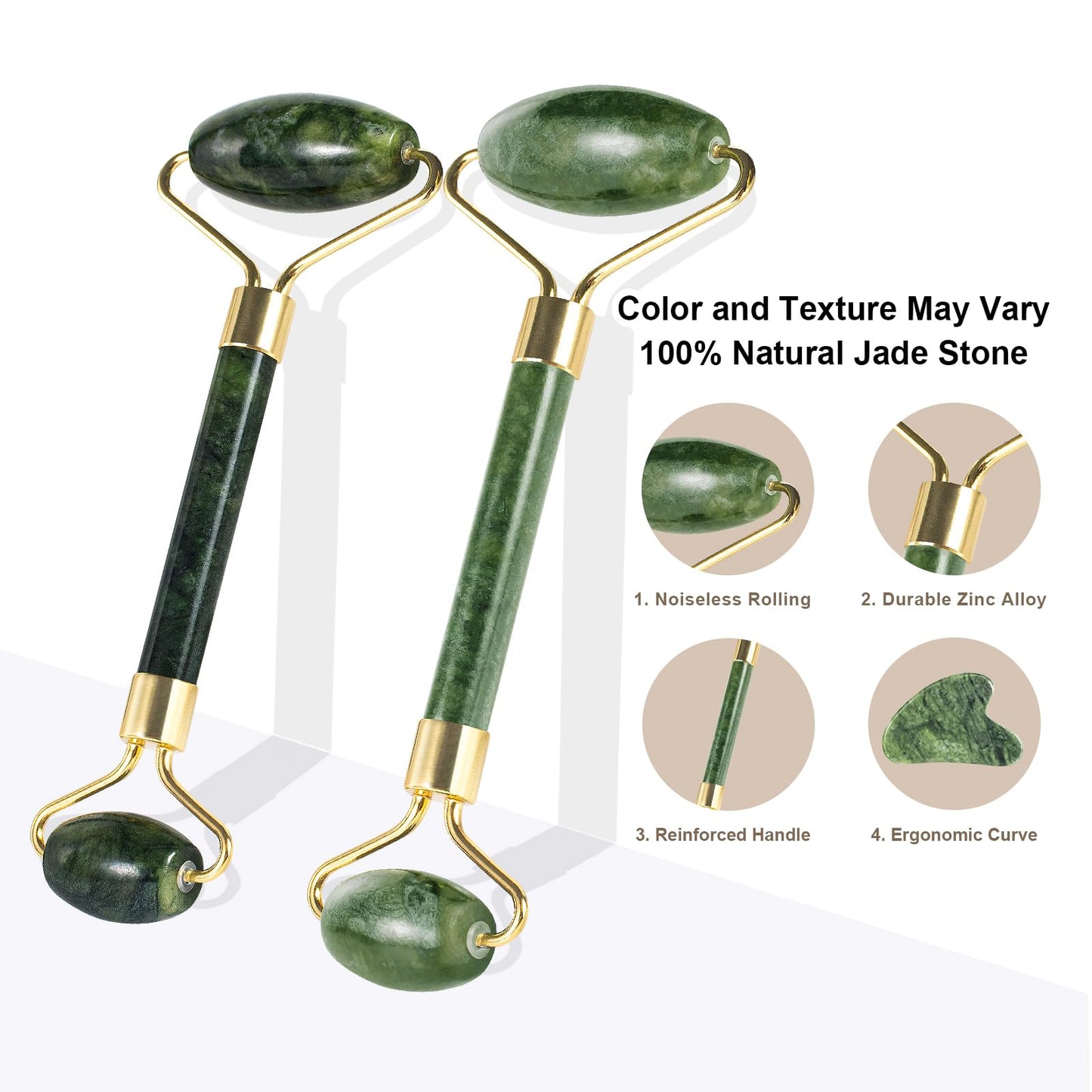 BOPURLE Gua Sha and Jade Roller Facial Tools for Face, Upgraded Face Roller for Wrinkles and Lifting, Face Massager and Gua Sha Set for Puffiness and Skin Care, Guasha Tool for Women and Men (Green)
