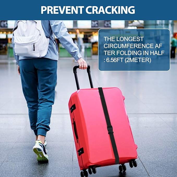 Add a Bag Luggage Strap - Heavy Duty Adjustable Suitcase Belt - Travel Accessory for 3 pcs Luggage Connecting - 3 Pack (Black)