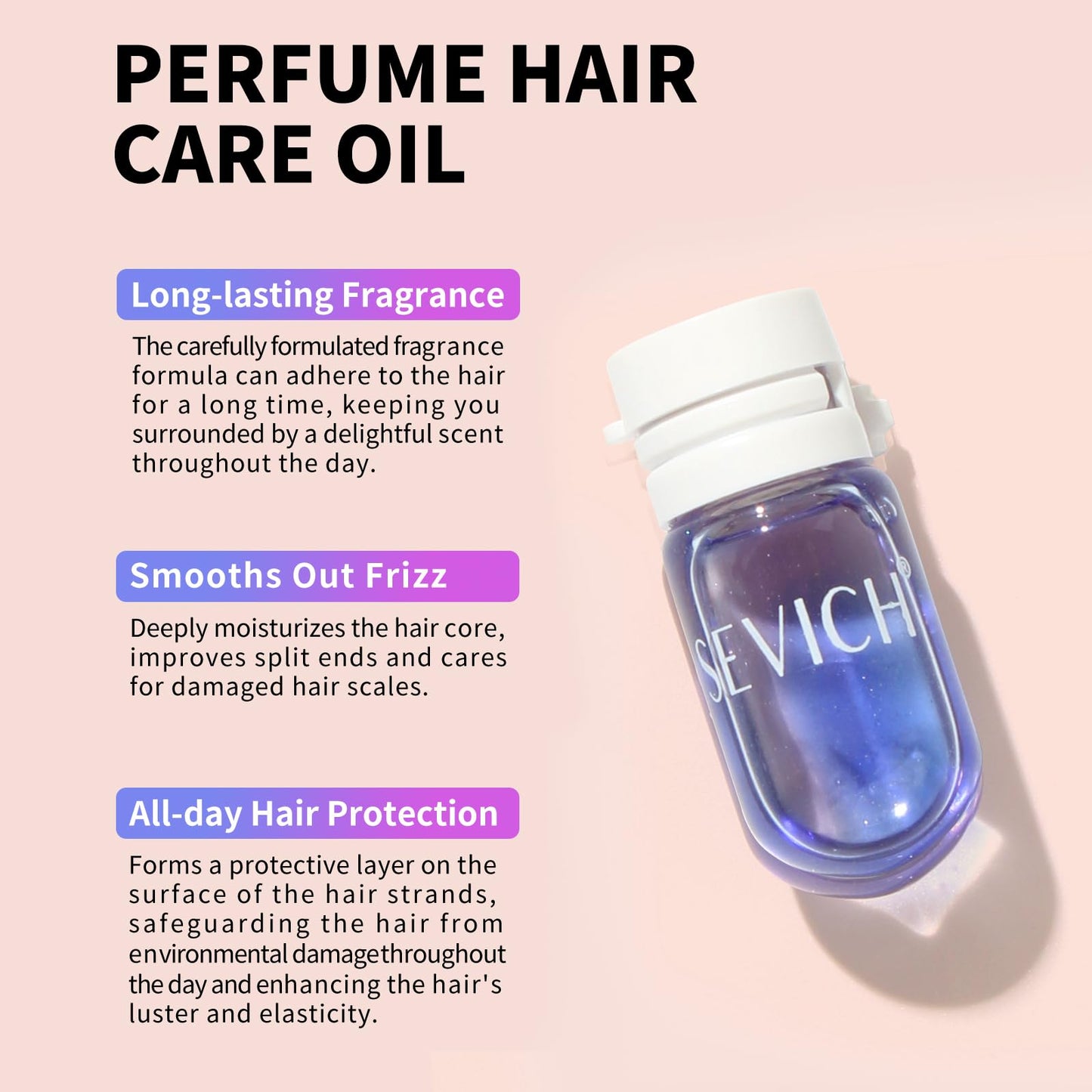 SEVICH Perfume Hair Oil Capsules 15-Pack, 2-in-1 Hair Treatment & Lightweight Serum, Heat & UV Protection, Frizz Control & Shine, Portable Travel Hair Care for All Hair Types